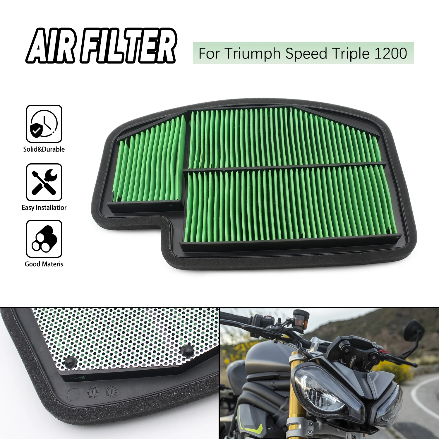 

Air Filter Element High Quality Motorcycle Replacement Engine Intake Cleaner For Triumph SPEED TRIPLE 1200 T2205748