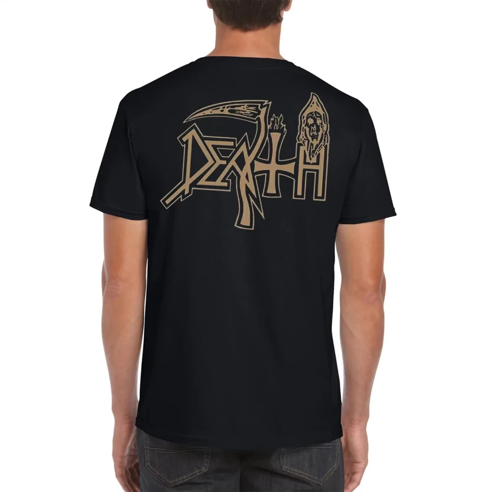 الكلاسيكية الموت الإنسان 1991 الرجال تي شيرت التقنية التقدمي الموت المعادن للجنسين قصيرة الأكمام عالية الجودة الجرافيك تي شيرت Y2k المحملة