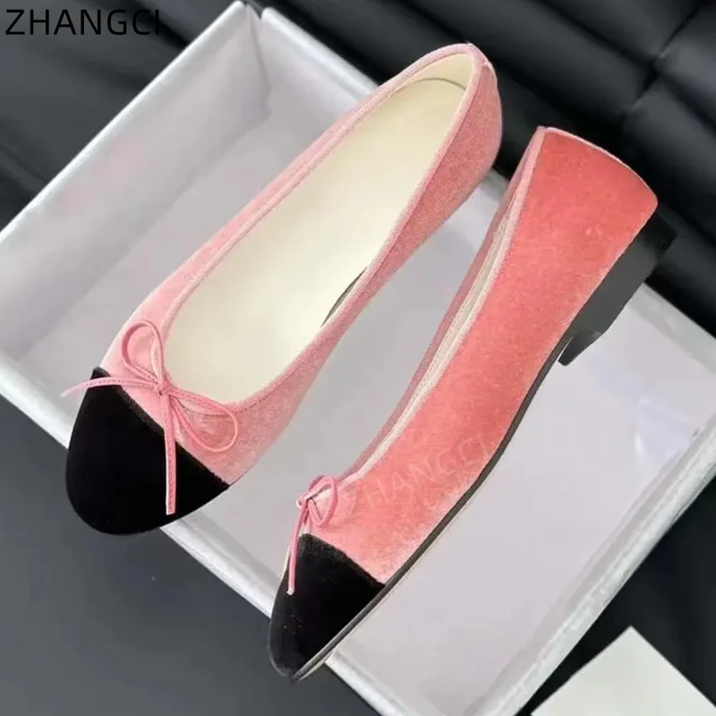 2024 high quality Luxury Designer Ballet Flats Leather Bow Fashion Casual Flats Round toe Women\'s Shoes