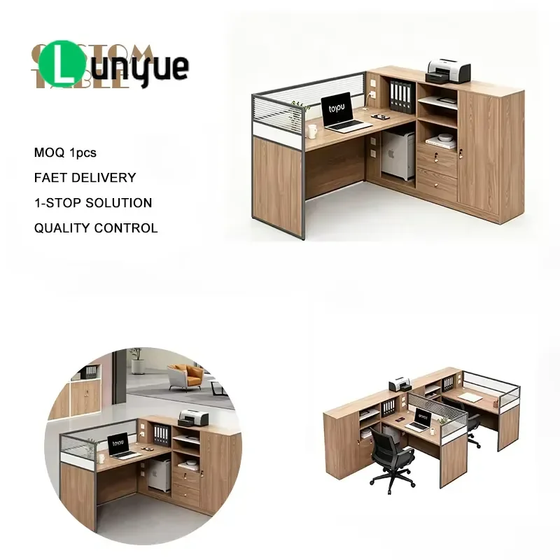 Modern Modular Financial Desk 4 Person Office Workstation Simple Staff Desk and Chair Set Double Workbench for Corporate