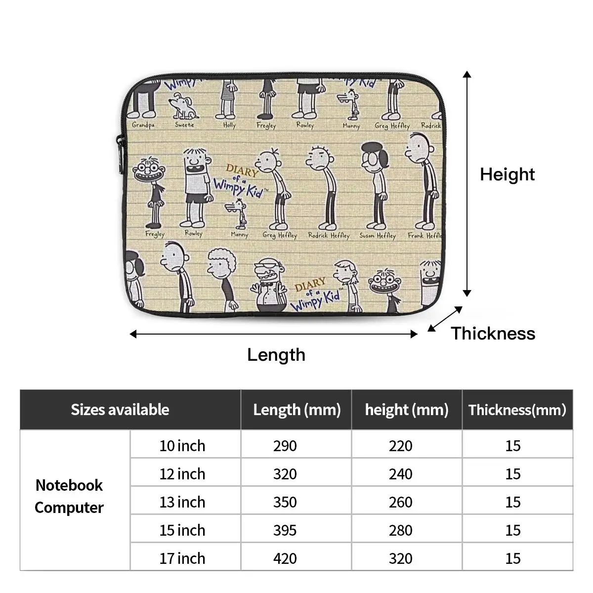 Diary Of A Wimpy Kid (cast) Notebook Laptop Bag Case Pouch Notebook Sleeve Cover Bag Tablet Shockproof Case Bag