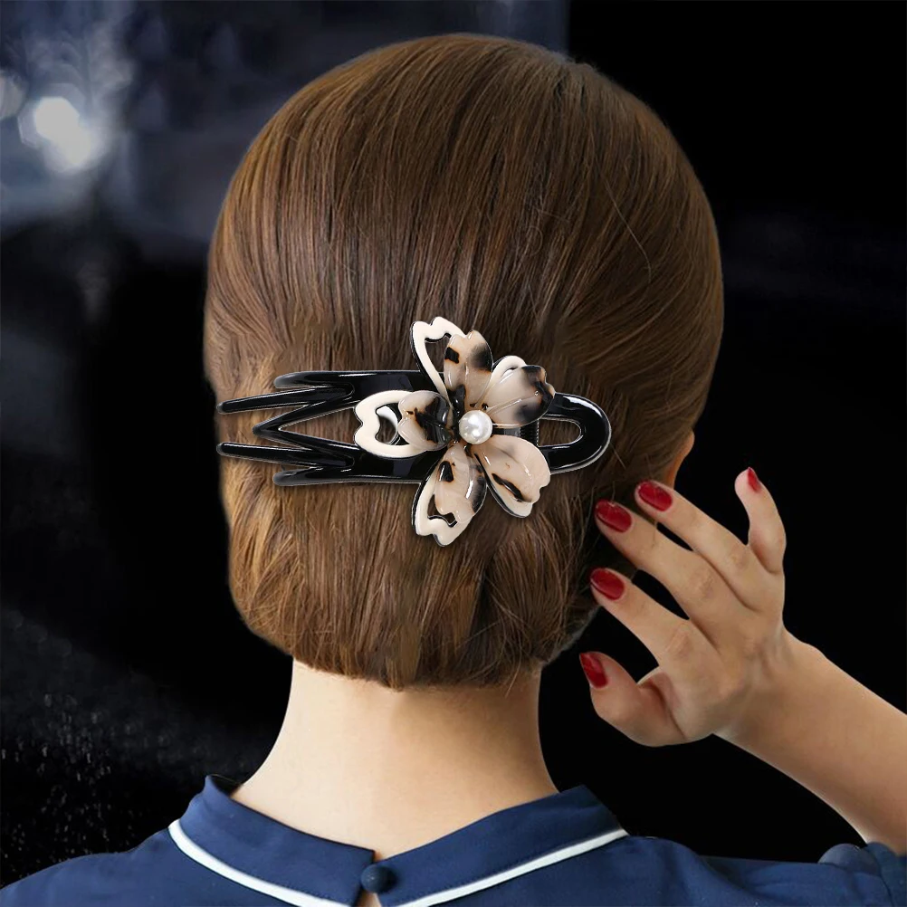 

Acrylic Clips for Thick Thin Nonslip Bun Barrette Accessories Flower Hairpin Stylish Colorful Hair Holder Back Clip Ponytail