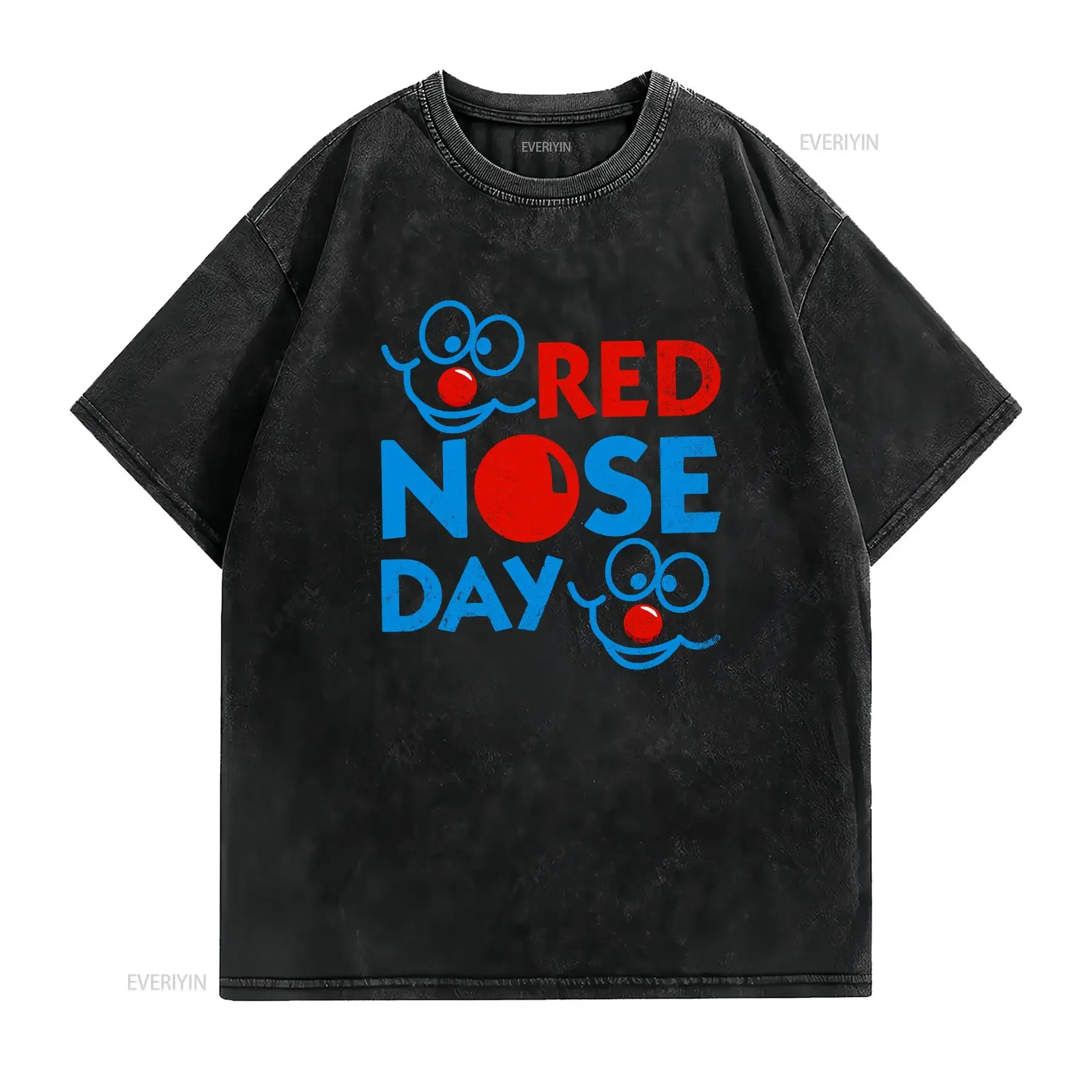 Kids Boys Girls Adults Comic Relief Smile Red Nose Day 2025 T Shirt Cartoon Top vintage Washed homme Slightly Comfortable