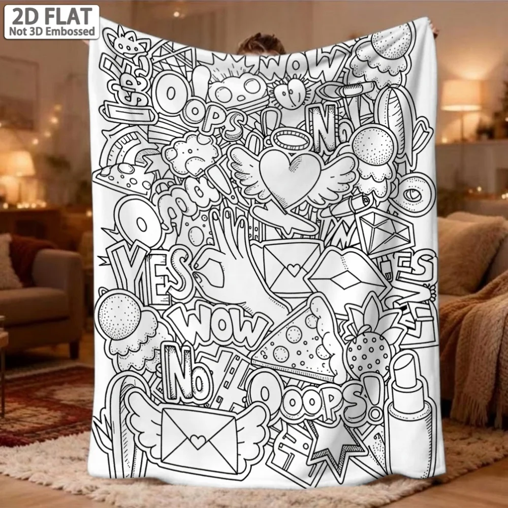Nature Valley Floral DIY Blanket Coloring Throw Blanket Warm Fleece Blanket For Family Interactive Painting At Home