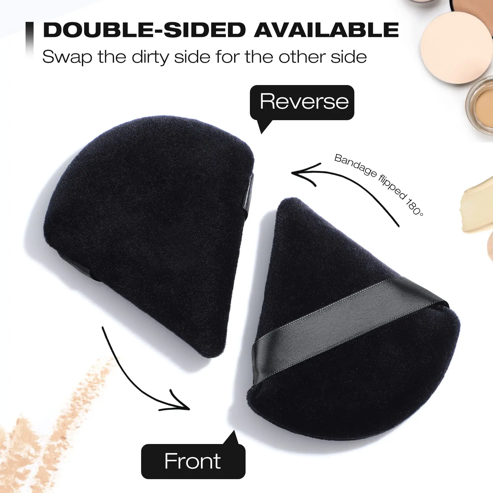 Esponja de maquillaje Facial triangular negra, esponja de terciopelo suave para cosméticos, mezclador de esponjas, base de belleza, esponja de maquillaje, acceso al maquillaje