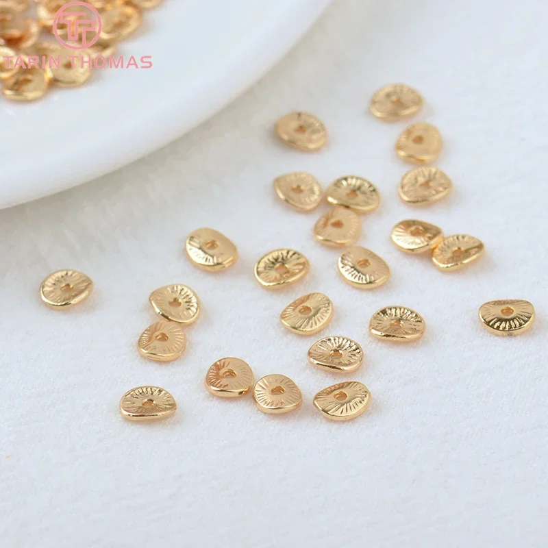 (3471)50PCS 5x6MM 8x9MM 9x10MM  24K Gold Color Plated Brass Spacer Beads Beads Caps High Quality Diy Jewelry Accessories