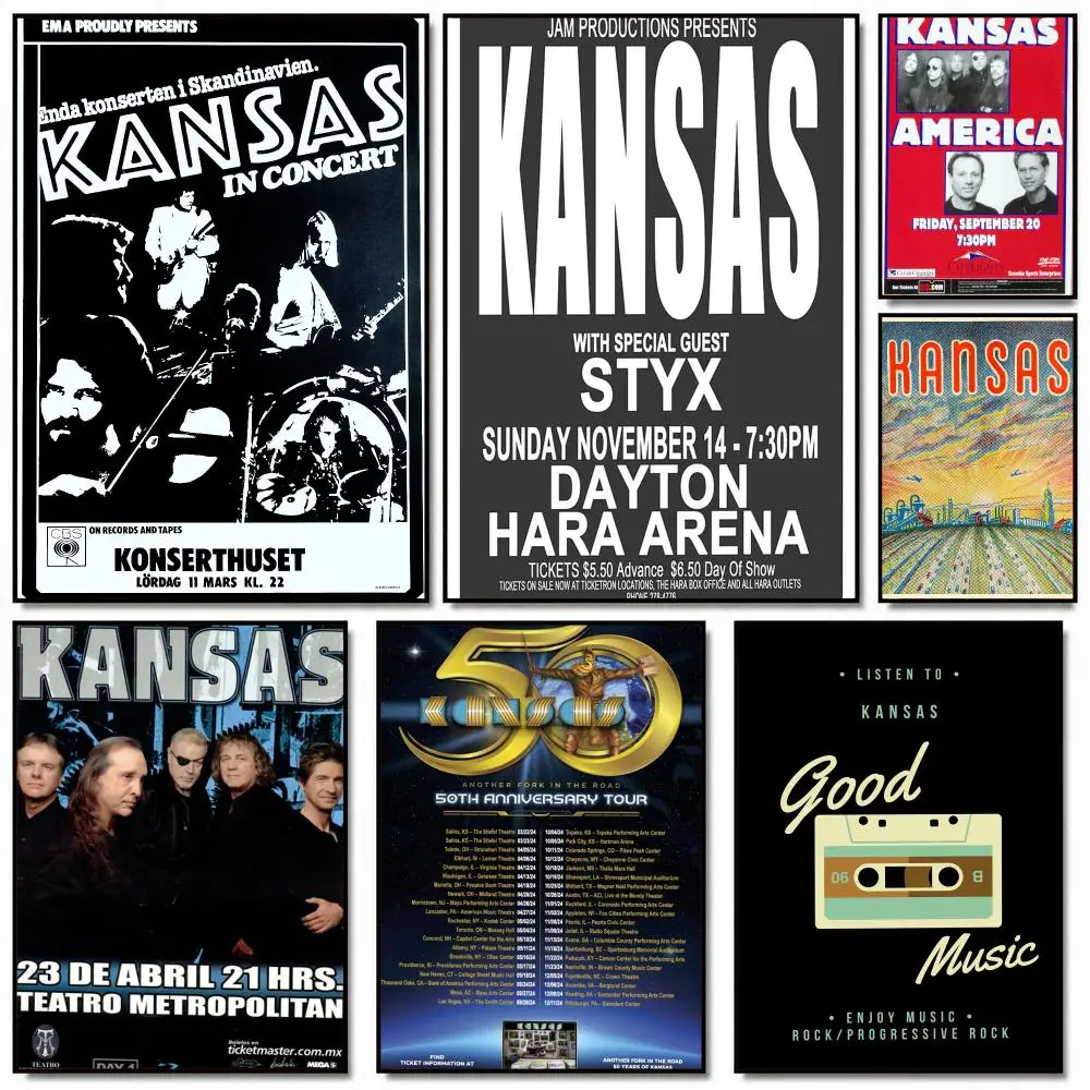 band K-Kansas-S Poster Removable Wall Sticker for Home Cafe Bar Office Interior Decor