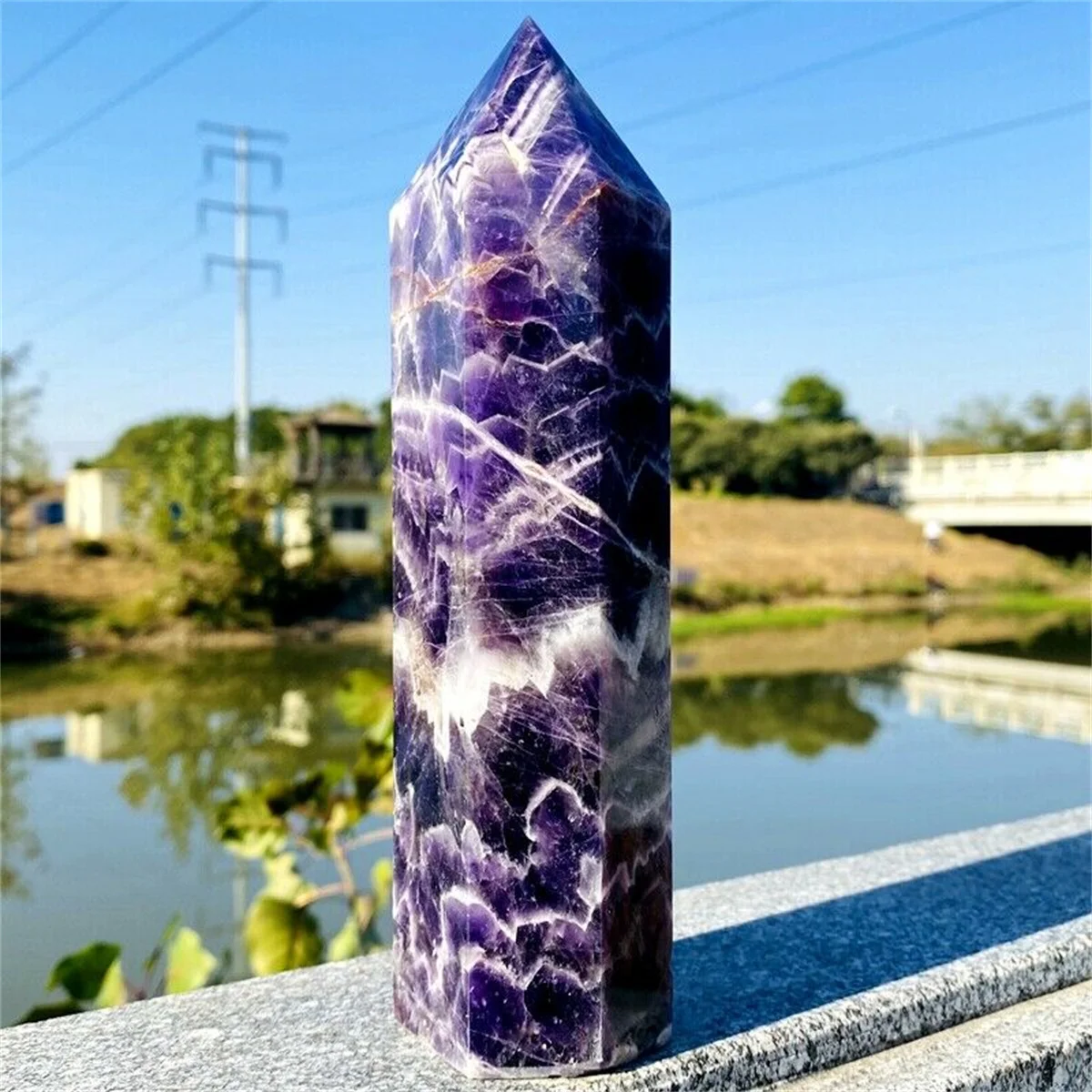 

Magical Beauty Natural Dream Amethyst Chakra Healing Pillars Quartz Mineral Specimen Heal Gem Home Office Degaussing Decorative