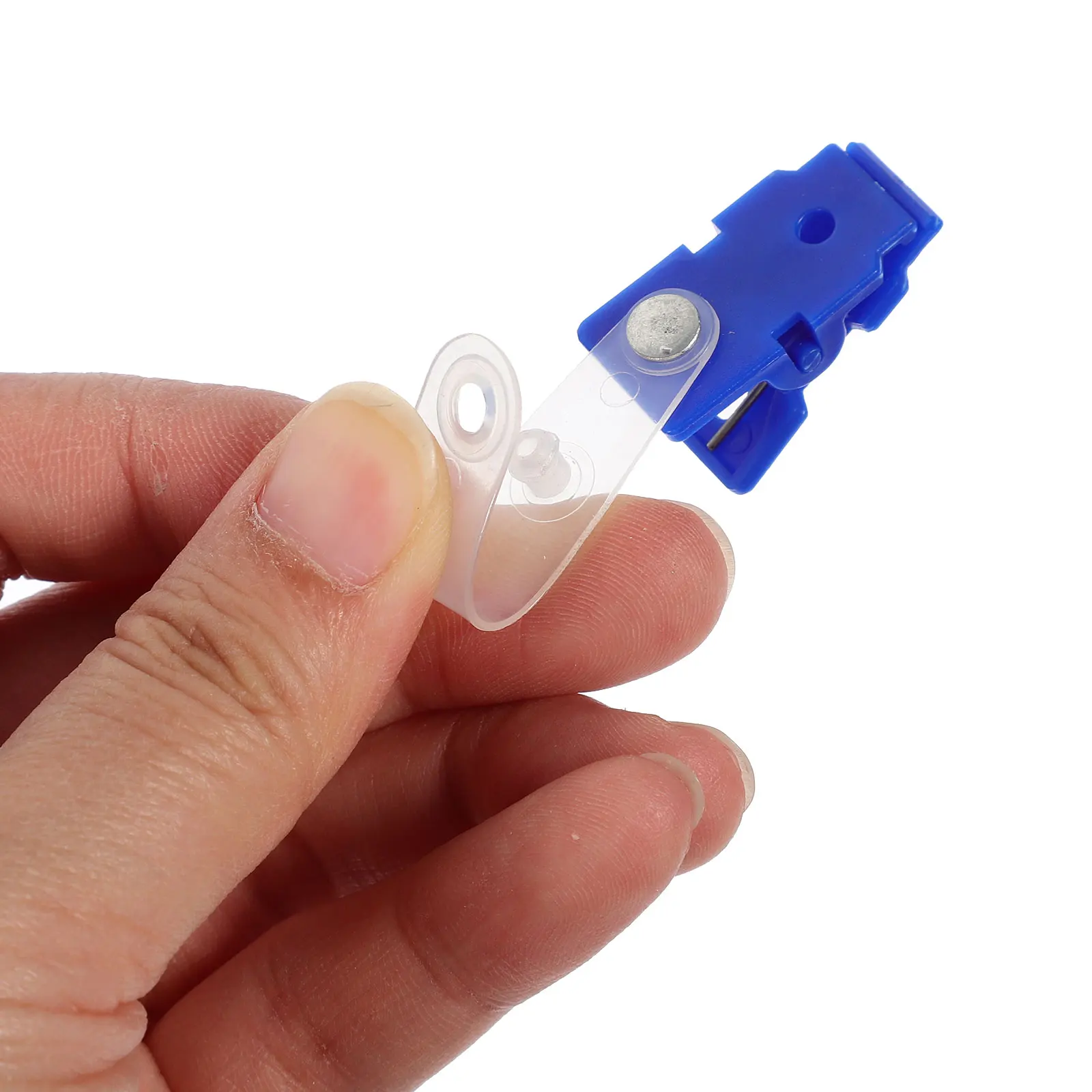 

100pcs Badge Clips With Clear Straps Plastic Name Badge Holders For Id Cards Trade Shows Schools Nurses Lightweight
