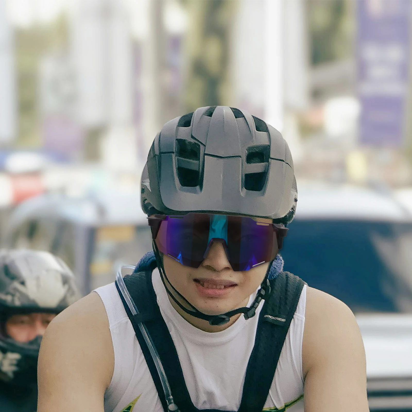 

Cycling Glasses Riding Motorcycles Bike Goggles Sports Safety Outdoor Accessories Men Black Frame Green Mirror Lenses Windproof