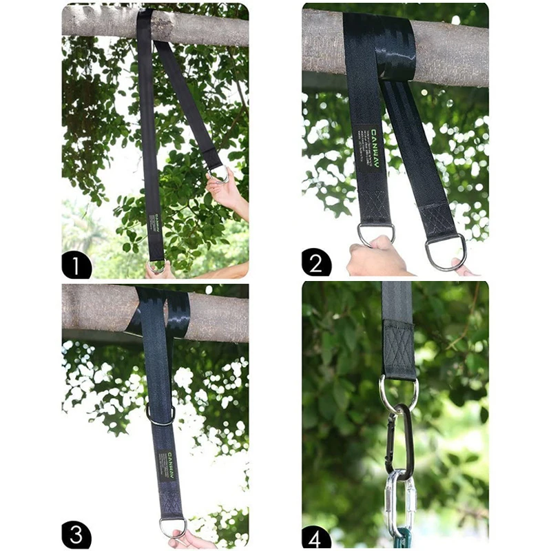 2Pcs Tree Swing Straps Hanging Kit with 2 Carabiners Single Bar Extension Belt Belt for Hammocks Sandbags Horizontal Bar Chair