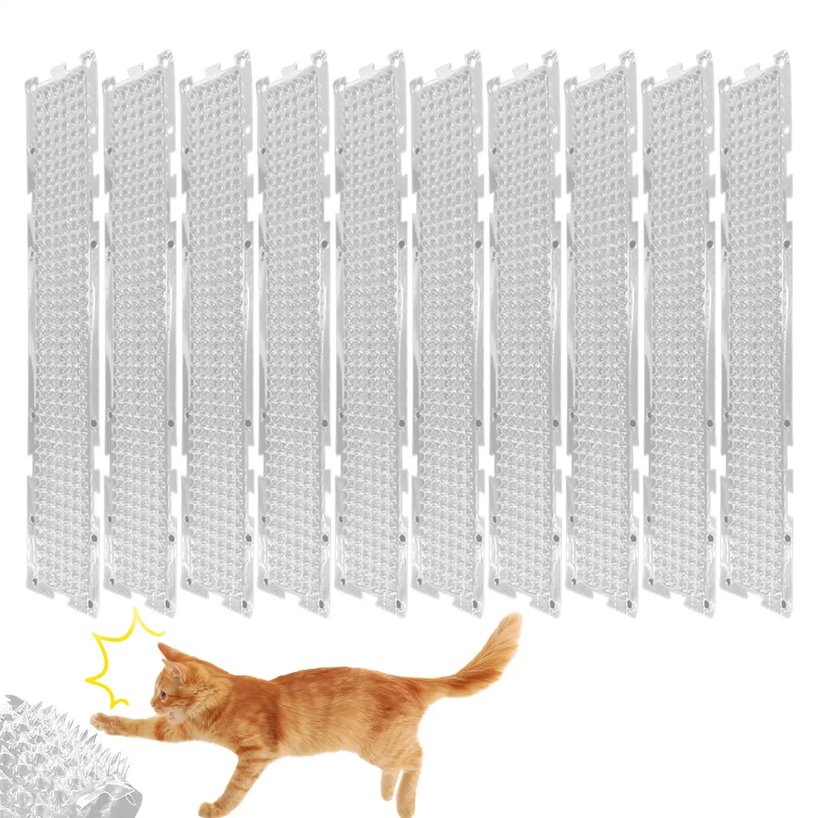 Cat Repel Mat Indoor 10-Piece Cat Repeller Scat Mat for Furniture Weather-Resistant Pet Repelling Pads for Living Room Furniture