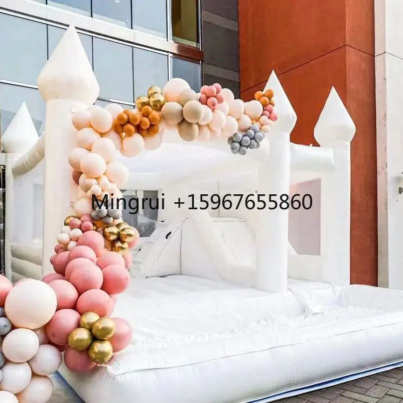 Commercial Luxury All White Wedding Bouncer Jumping Bouncy Castle Inflatable White Bounce House