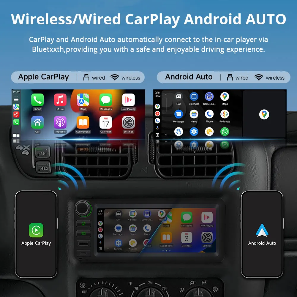 6.86'' 1Din Car Radio For Chevrolet GMC 1995-2002 Camaro Lumina1 Wireless CarPlay Android Auto Bluetooth FM AM RDS Radio Typ-C view 3
