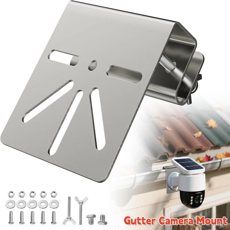 New Outdoor Stainless Steel Gutter Camera Mount with Rust-Proof Screws for IP Dome/Bullet/PTZ Security Cameras,No Drill Bracket