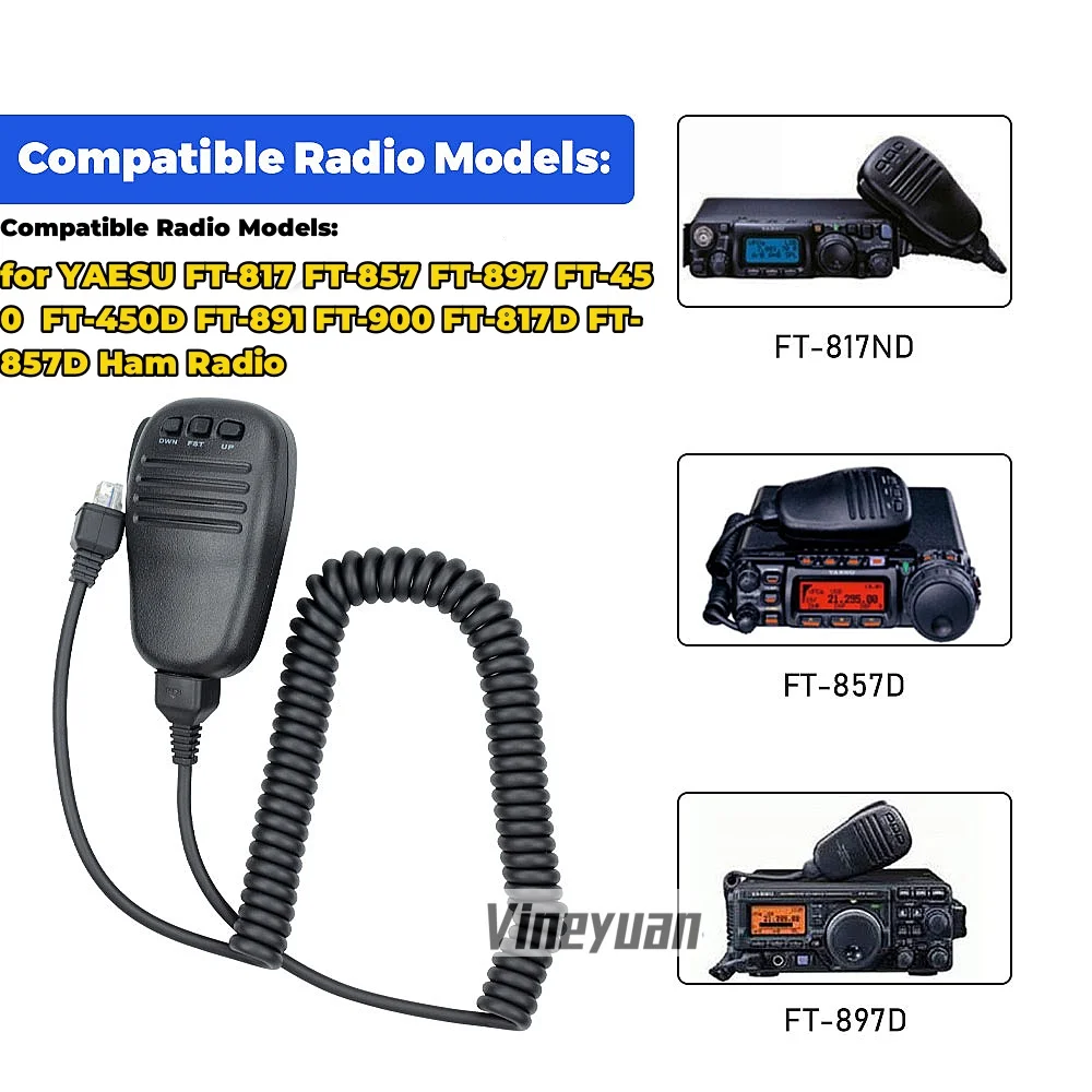 Micrófono de altavoz de mano para YAESU FT-817 FT-857 FT-450 FT-891 FT-900 FT-MH-31A8J, Radio Ham, nuevo, FT-857D