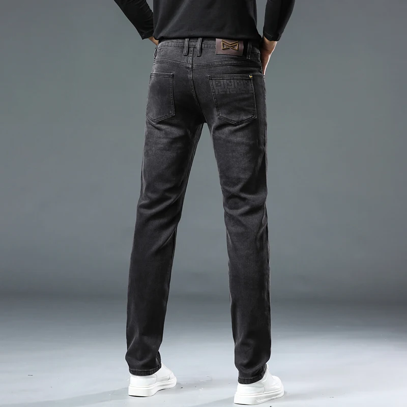 High-End koreanische Version der schwarz und grau bedruckten Jeans Tide Herren Bande schöne schlanke vielseitige dünne Stretch hose