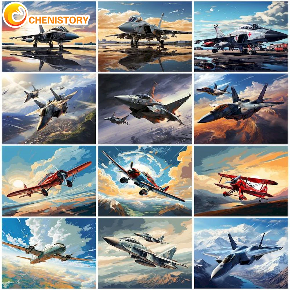 

CHENISTORY Focus Diy 40x50cm Pictures By Number Complete Kit Warplane For Home Decor Painting By Numbers Drawing Handpainted