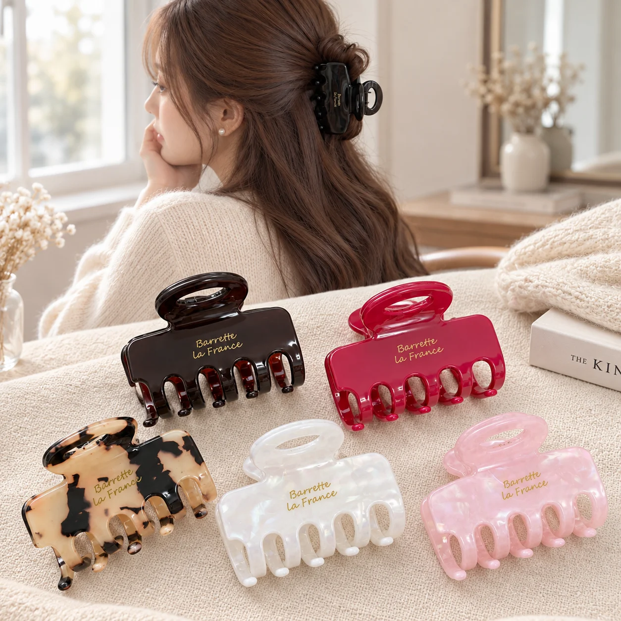 5.5cm Small Acetate Hair Claw Clip for Women Korean Style Rectangle Tortoise Shell Marbled Half Up Hair Accessories Daily Wear