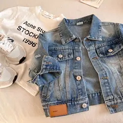 Children Clothing Fashion Casual Korean Style Handsome Denim Coat 2024 Autumn New Boys Girls Solid Color Personality Denim Coat