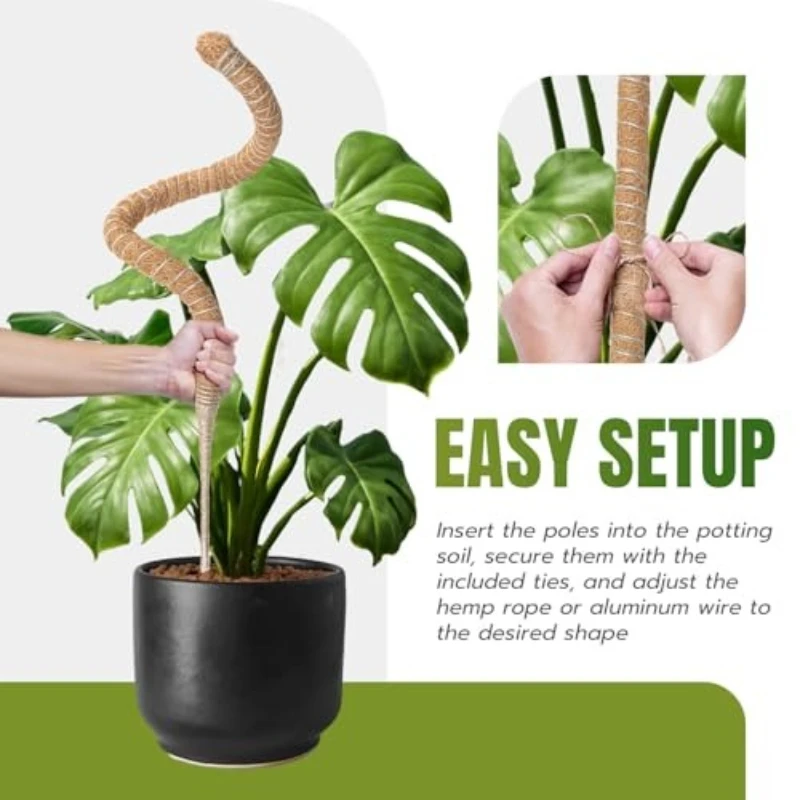 Natural Bendable Coir Moss Pole DIY Customizable Plant Support for Monstera Pothos Indoor Garden Home Decor Garden Accessories