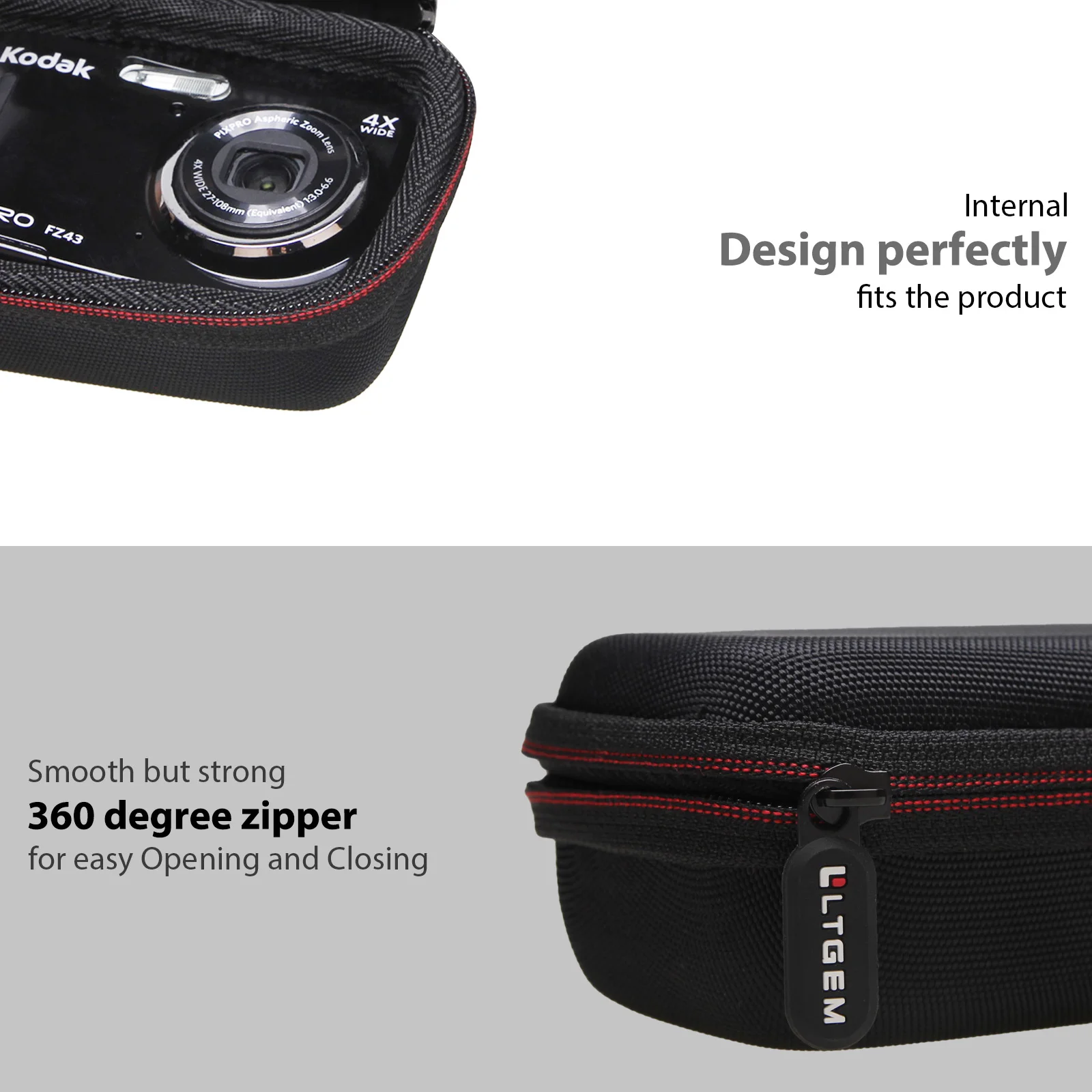 LTGEM EVA Hard Case for Kodak PIXPRO Friendly Zoom FZ43 16 MP Digital Camera - Travel Protective Carrying Storage Bag
