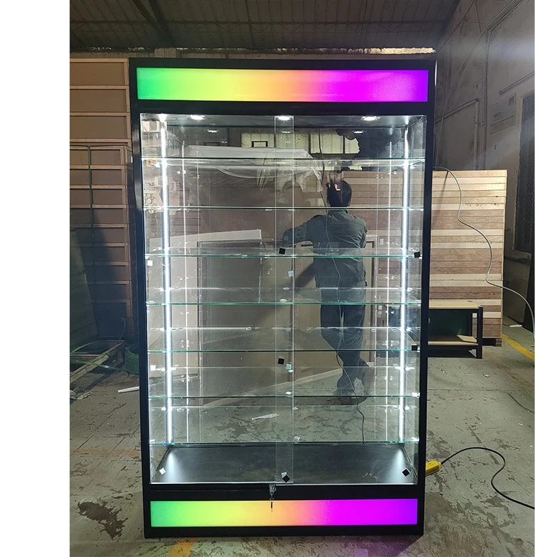 

Custom.4ft modern glass display cabinets retail smoke shop fixture cheap showcase with LED light