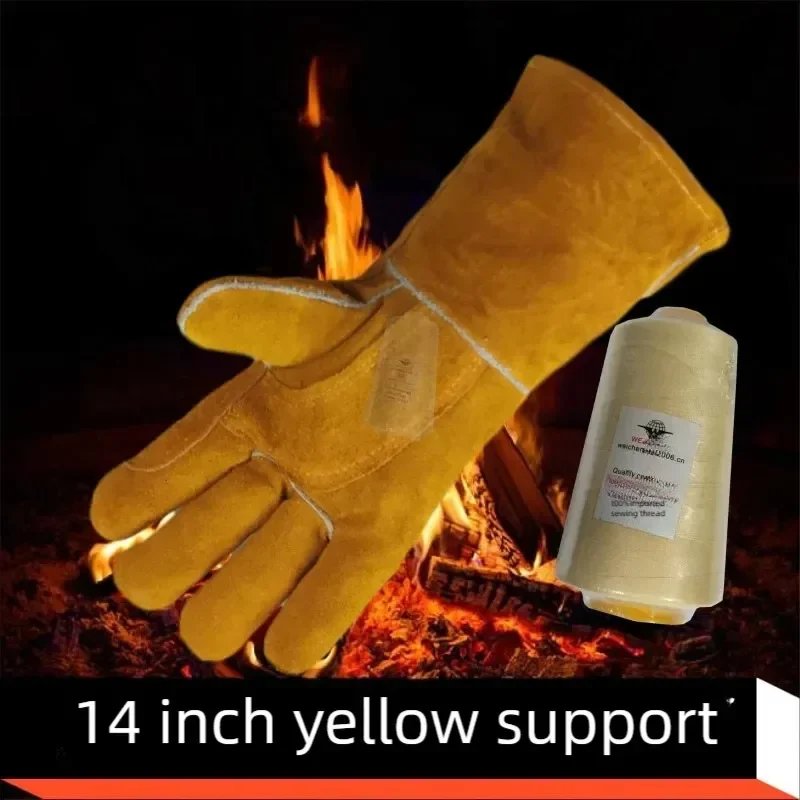 Extreme fire and heat resistant gloves, leather with kevlar stitching, perfect for fireplace, stove, oven, grill, welding