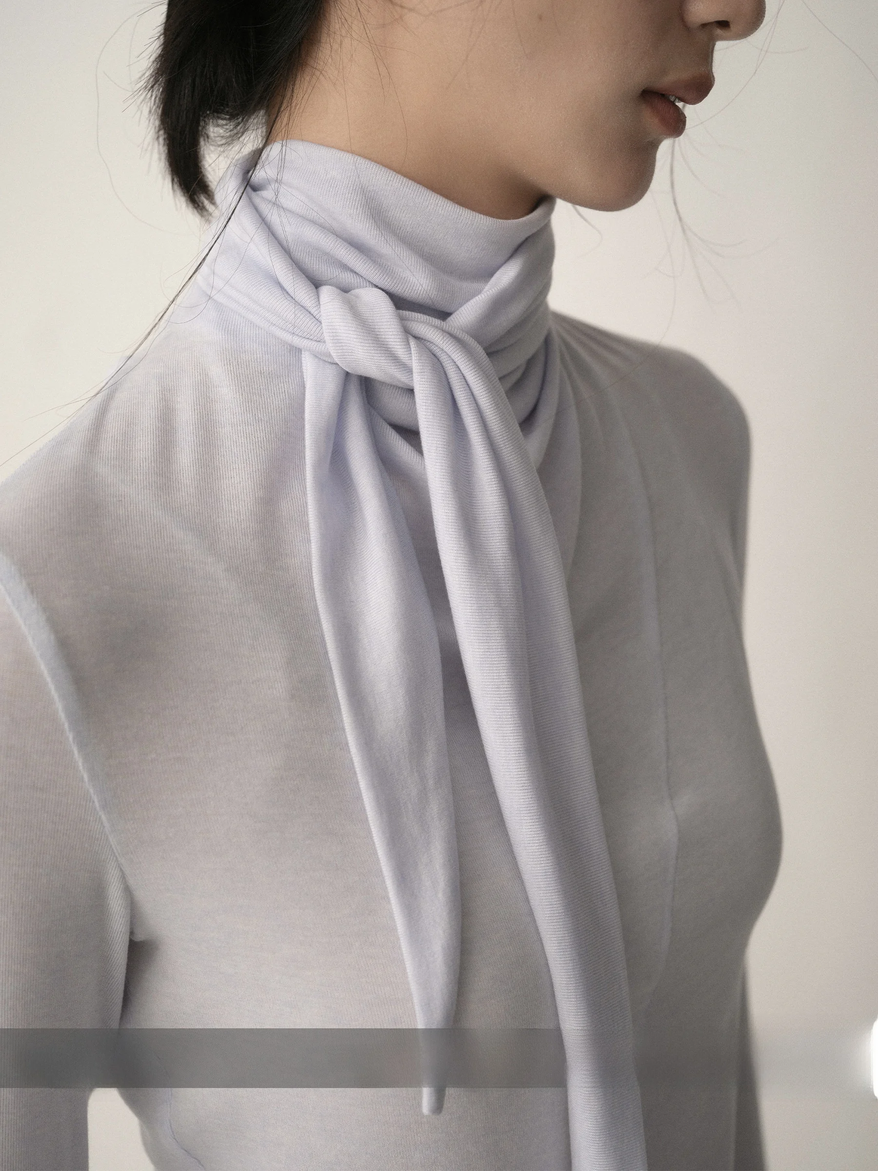 

Commuse Memory Woolen Knitted Scarf Collar Belted Long Sve Base irt Asymmetric Simple Sle Daily Wear Women's Faion