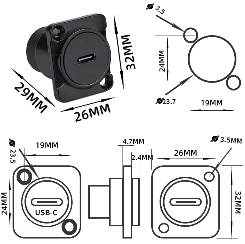 Joint bout à bout droit avec panneau fixe à vis, module de connecteur adaptateur, type C 600 à 600