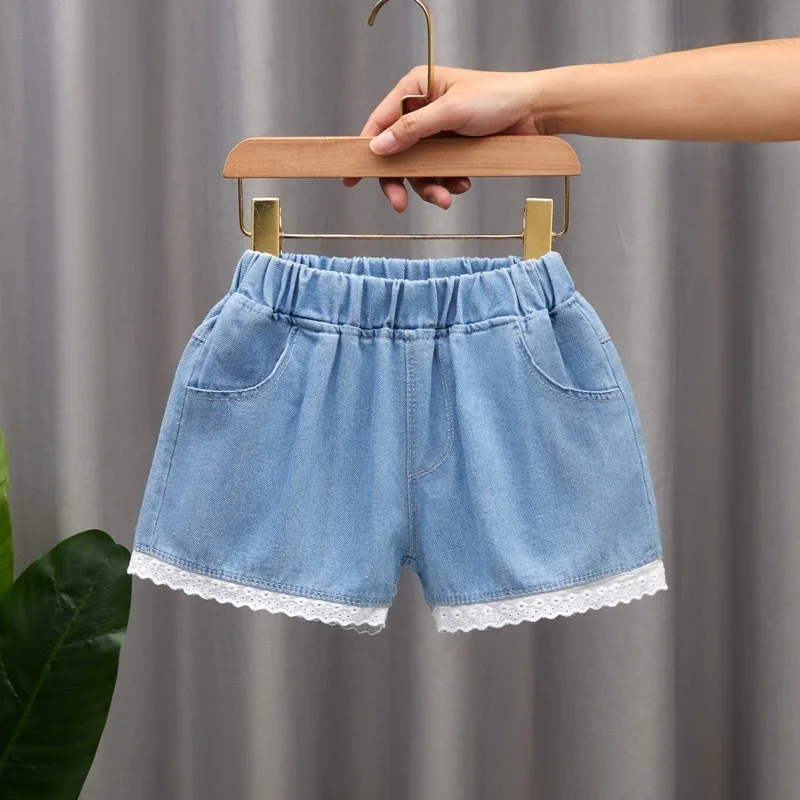 Girls Summer Jeans Heart Pattern Girls Short Jeans Newest Kid Jeans Casual Style Children Clothes 4 6 8 10 12 Years