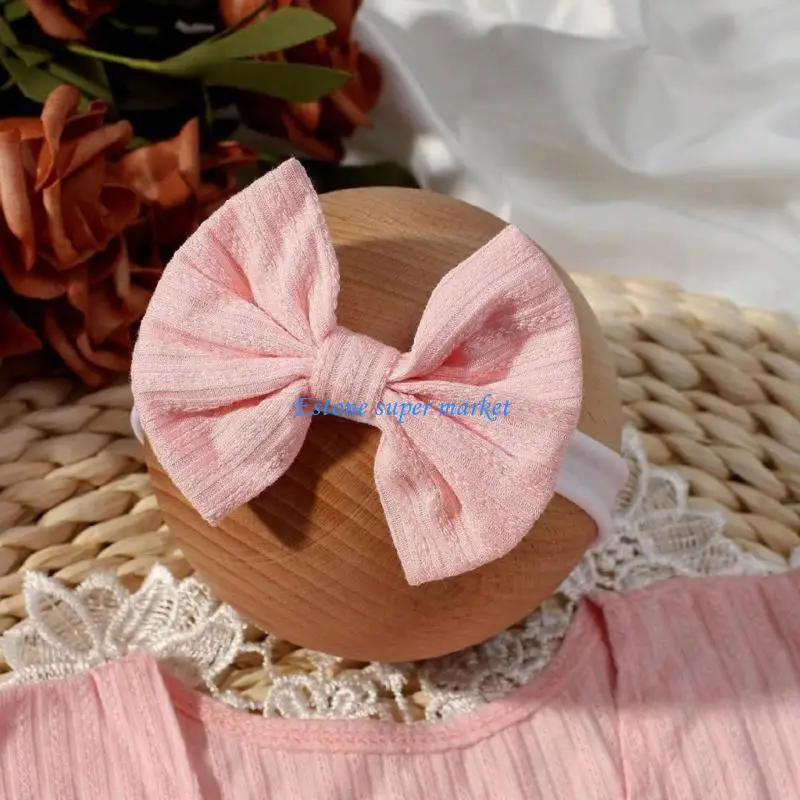 

090B Photography Props Newborns Girl Photo Clothes Photography Costume Bowknot Headband Lace Romper Outfit for Infant