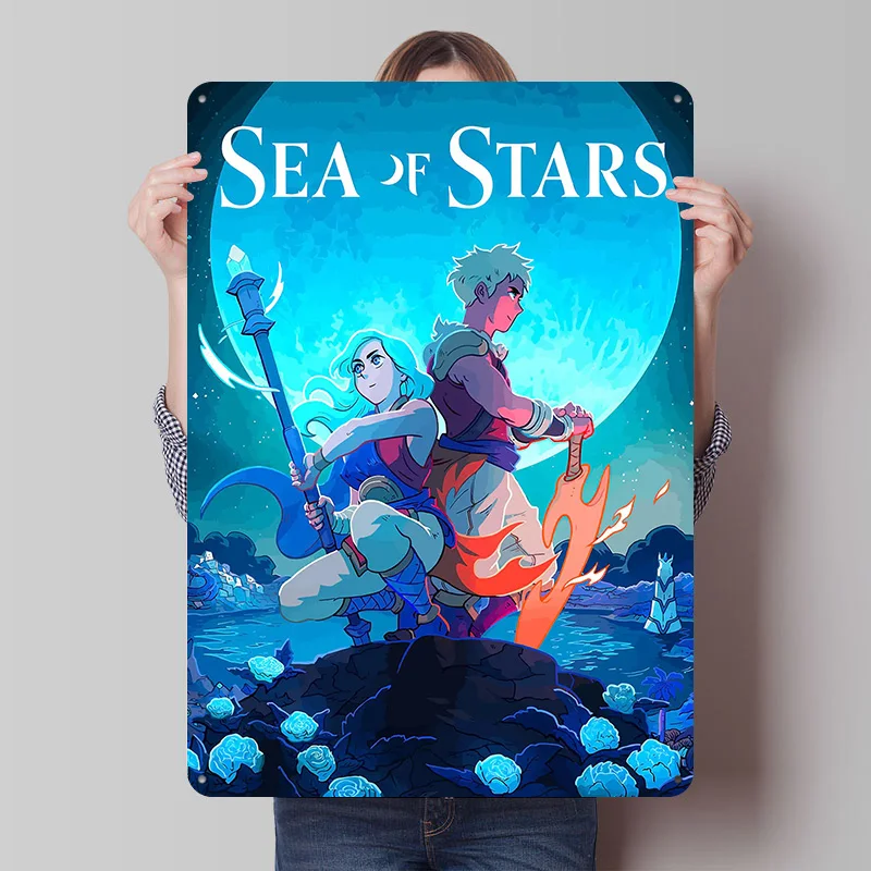 Sea of Stars Spielcover-Kunstposter, personalisierte Vintage-Metallschilder, Wandkunst, Retro-Blechschild für Mancave, Zuhause und Dekoration