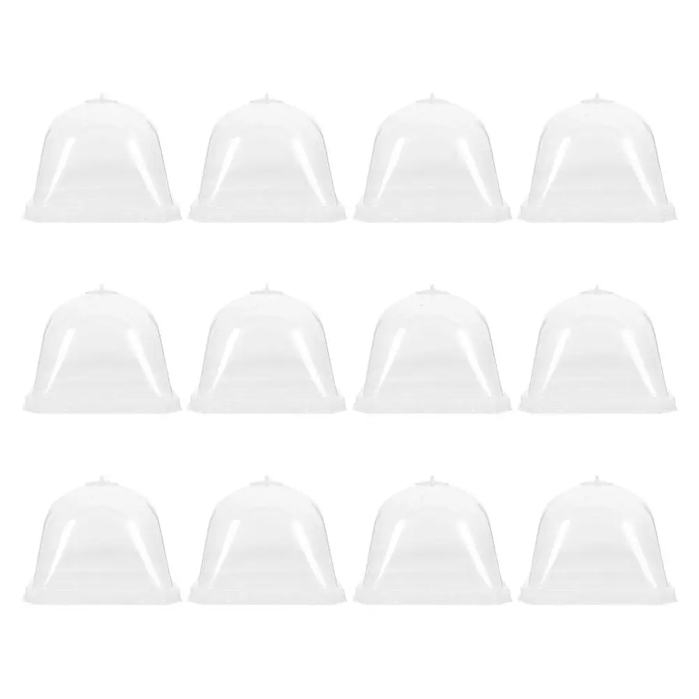 12Pcs Square Plant Pot Covers Clear Plastic Dome Cloche Garden Protector Reusable Plants Humidity Dome Outdoor Frost Cover