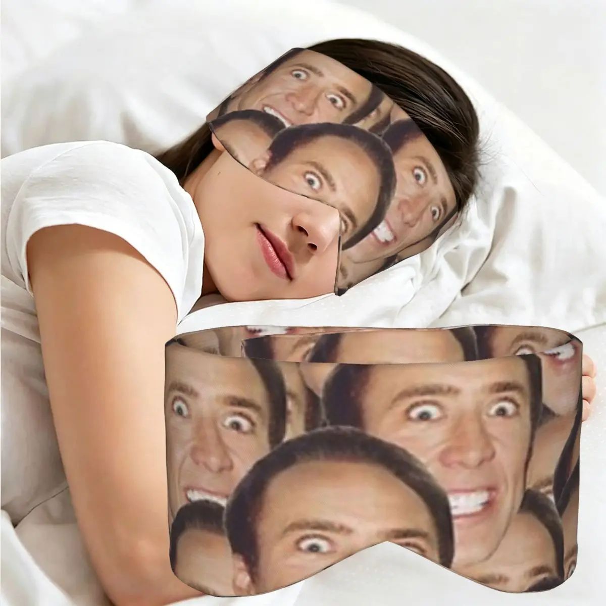 Nicolas Cage Meme sleep mask Light Blocking Portable Eye Cover for Girls Boys Home Sleeping Party Gift Eyeshade eyepatch view 2