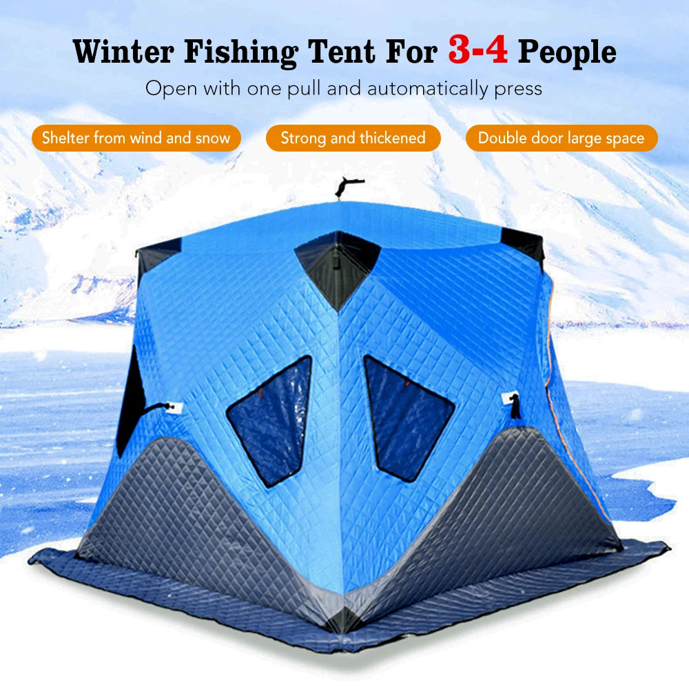 Winter Fishing Tent Upgrade 3-4 Person Outdoor Camping Shelter Portable and Lightweight Angler Tent Waterproof and Warm