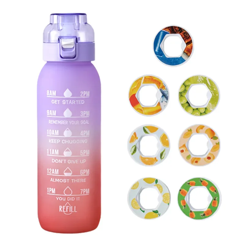 1000ml  Best-Selling Scented Water Cup with Flavor Ring - Creative Straw Drink Bottle