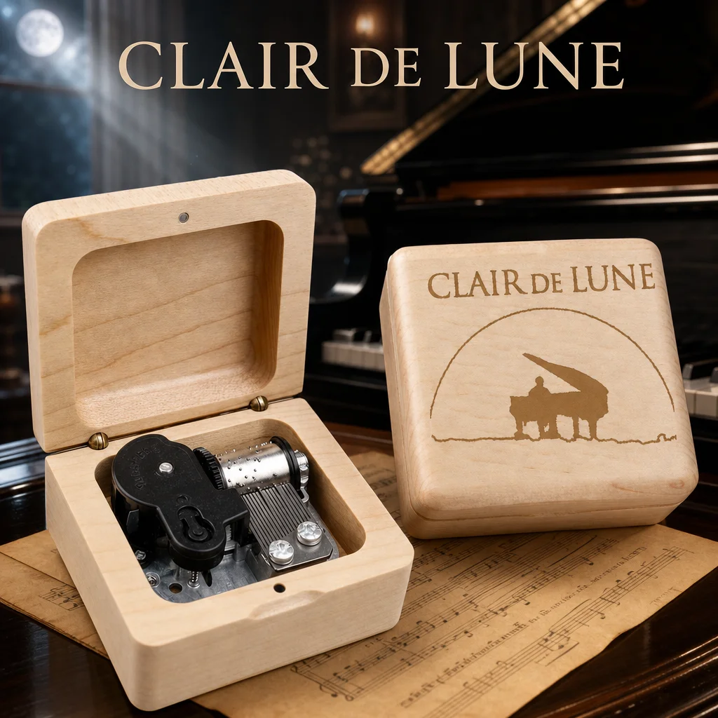 Maple Solid 'Clair De Lune' Music Box - Romantic Gift for Birthday Christmas Valentine's Day for Girlfriends And Family