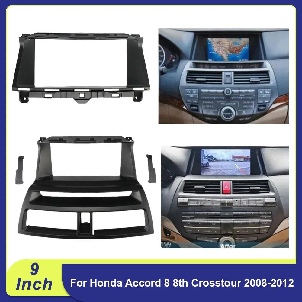 For Honda Accord 8 8th Crosstour 2008-2012 9 Inch Android Stereo Fascia Frame with Canbus Box Panel Kit