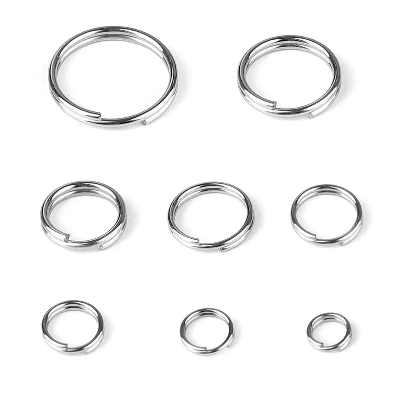 100pcs/lot 5-12mm Stainless Steel Open Double Jump Rings for DIY Key Double Split Ring Connectors For Jewelry Making Accessories