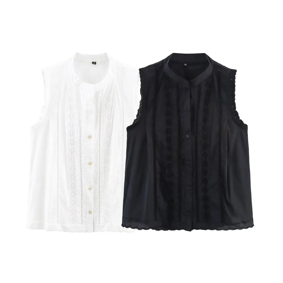 

Vertical Lace Romantic Style Fashionable Sweet Sleeveless Top