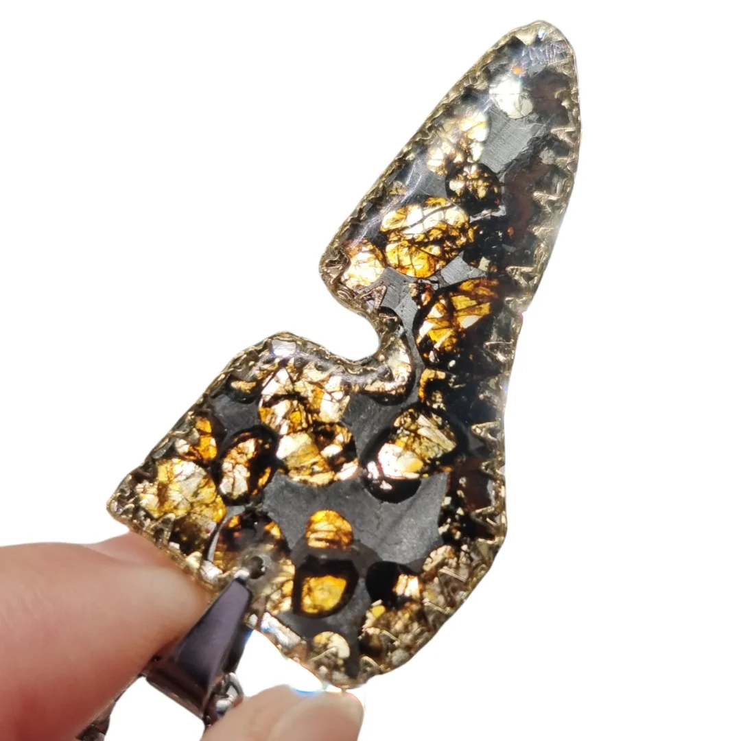 Seymchan Pallasite Olive Meteorite Slices Specimen Natural Meteorite Material Sliced Collection