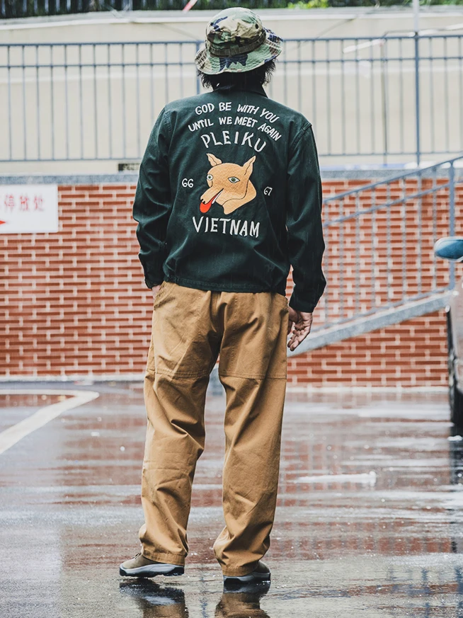 

American Retro Men's Horizontal Yokohama Collar Jaet Cotton Fabric Youth Faion Four Seasons Universal