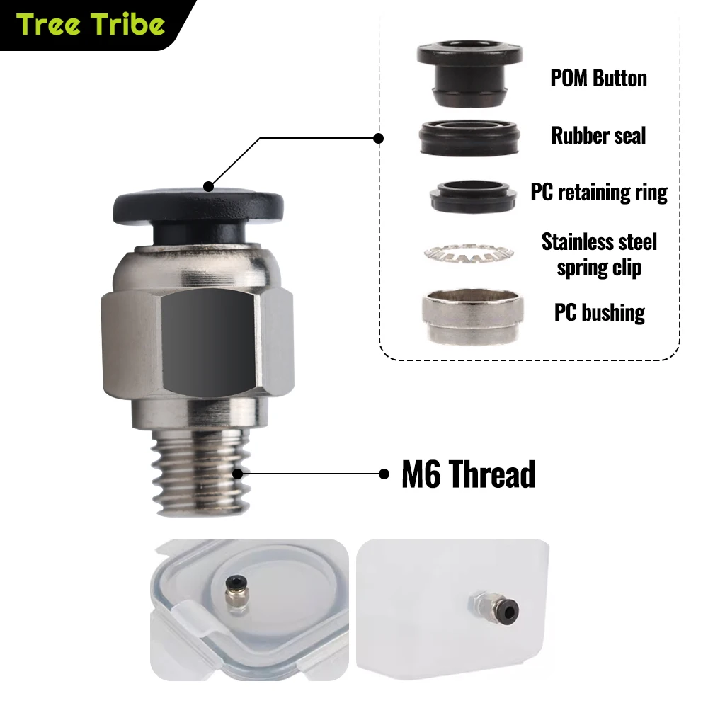 Tree Tribe G1/8 pneumatic connector suitable for 3D printer 4MM Bowden PTFE tube PC4 compatible  BMCU DIY multi-color Extruder - Image 3