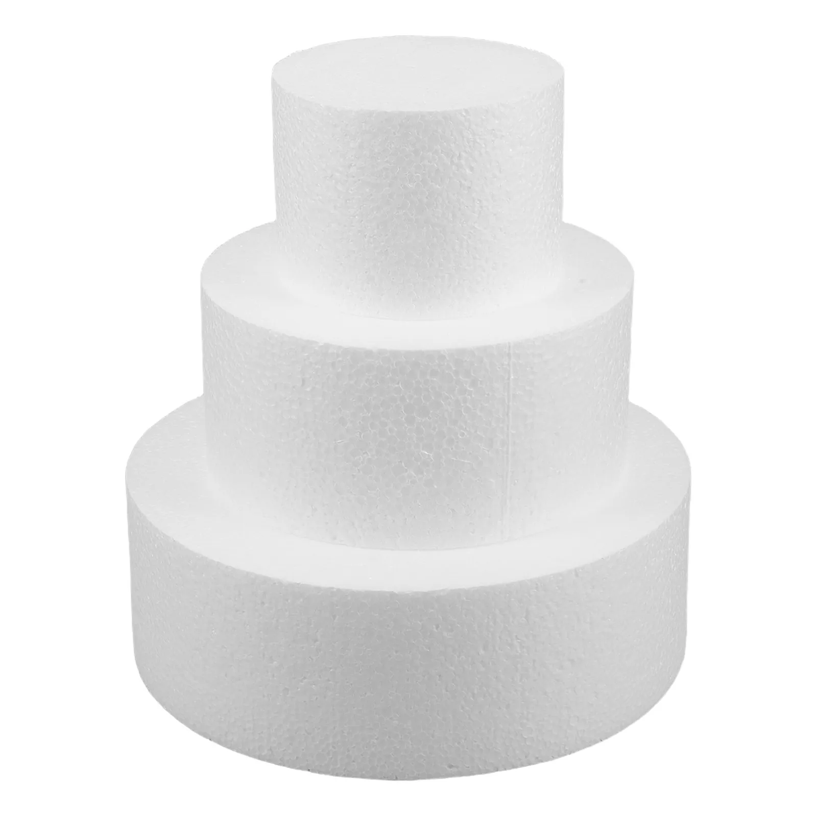 

3Pcs Round Foam Cake Dummy White Tall Tiered Practice Fake Cake Mold for DIY Decorating Wedding Birthday Display