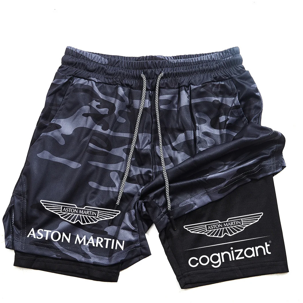 New Summer Aston Martin Men Women Double-layer Sports Shorts Fashion Printing Cool Ventilate Swim Trunks Leisure Half Pants - view 4