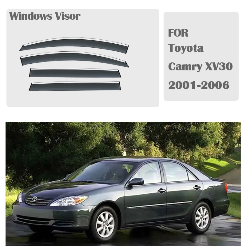 FOR Toyota Camry XV30 2001-2006 Window Visors Rain Guard Windows Rain Cover Deflector Awning Shield Vent Guard Shade Cover Trim