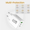 GaN Fast Charging 65W USB Type C Charger EU KR PD 3.0 Quick Charge Wall For Phone Adapter For iPhone 15 Xiaomi Huawei Samsung 5