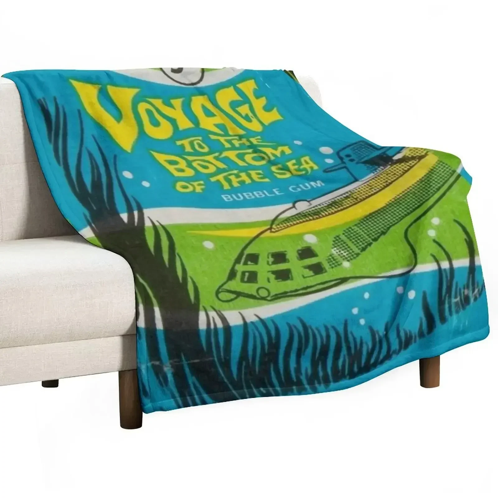 New Voyage to the Bottom of the Sea - Bubble Gum Wax Pack - Vintage, Distressed Throw Blanket Warm Baby Blankets