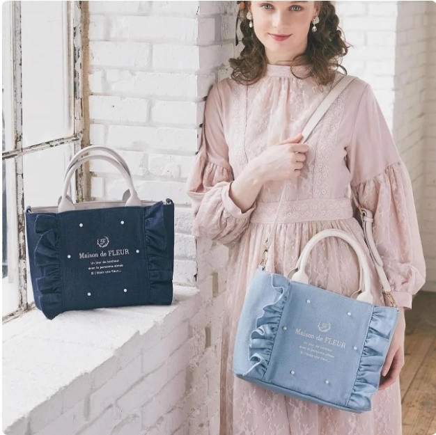 Japanese Girls Letter Embroidered Denim Leather Splicing Shoulder Commuter Bag Women Casual Large Capacity Tote Handbags